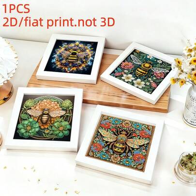 Bộ tranh đính kim cương 2D/phẳng, tranh treo tường không khung, chủ đề ong hiện đại, chất liệu vải không dệt, món quà lý tưởng cho phòng ngủ, phòng khách, hành lang, tranh trang trí tường, trang trí mùa thu, trang trí phòng.