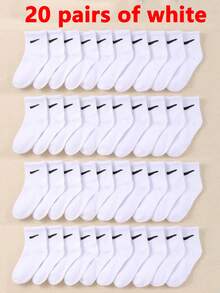 20 Pairs Kids Mid-Calf Socks, Children Elastic Socks, Kids Short Socks, Kids Sports Socks, With Hook Design, Suitable For Teens Daily Wear, Suitable For Boys And Girls, Suitable For All Seasons - Multicolor - View 16