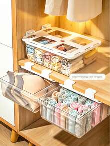 Transparent Underwear Storage Box, Drawer Type Socks Underwear Organizer, Household Wardrobe Layer Divider Separation Basket, Clothing Storage Essential,Bedroom Room Decor,Back To School - Multicolor - View 9