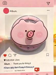1个可爱卡通粉色小猪和黄色小狗旋转鼻子磁吸伸缩手机桌面支架，适合作为节日礼物送给姐妹、女朋友和同学（搭配磁环使用更安全稳定） - 卡通動物頭 - 查看 13