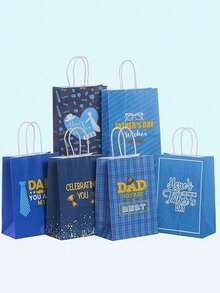1/6 túi quà tặng Ngày của Cha, thiết kế chủ đề Ngày của Cha, bao bì giấy chắc chắn có quai xách, thích hợp làm quà tặng Ngày của Cha, sinh nhật Cha, quà tặng tiệc Ngày của Cha, túi quà tặng Ngày của Cha hoàn hảo. - D-màu xanh - Xem 10
