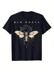 1 Piece Black T-Shirt Inspired By The Band, Graphic, Fun, Comfortable And Versatile, With Letter Print, 100% Cotton, Unisex Style, 180g, Designs Are Printed. Unisex. 180g 100% Cotton - 黑色 - 查看 6