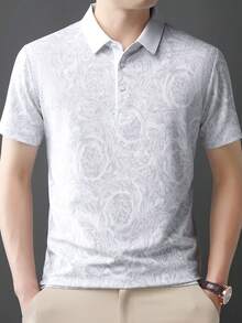 Pro Man Wardrobe 花瓣印花男士短袖 Polo 衫，休闲户外服饰 - 白色 - 查看 5