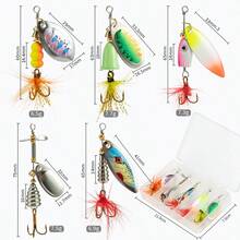 1 boîte d'appât tournant à paillettes, leurre composite à paillettes colorées longue distance avec triple hameçon en métal, effet d'attraction sonore et halieutique puissant, convient à divers plans d'eau - Multicolore - Voir 6