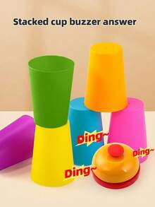 Toddler Stacking Cups Learning Toy, Color Sorting Speed Stacking Game With Challenge Cards, Early Educational Interactive Toy For Kids, Ideal For Preschool Learning & Parent-Child Interaction - Multicolor - View 5