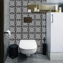 10pcs Decorative Vinyl Floor Stickers, Home Decor Wall Stickers, Black & White Floral Pattern, Self-Adhesive Waterproof Removable, Suitable For Kitchen, Bathroom, Toilet Walls And Floors - 10Pcs - View 8