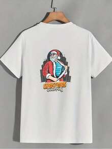 Women's Blouses: Women's 180g Printed T-Shirt With Christmas Theme, Santa Claus Party Gift - Comfortable And Fun Family Gift Idea For The Holidays. 2YGNeurmuse - 白色的 - 查看 3