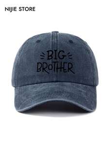 Vintage Washed Baseball Cap - Printed With "Big Brother" | Adjustable Casual Hat, Suitable For Family And Streetwear Style - A - View 13