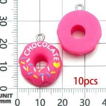 10/24 chiếc mặt dây chuyền hình bánh donut bằng nhựa, mặt dây chuyền hình bánh donut dễ thương kiểu Kawaii, phụ kiện trang sức DIY cho vòng tay, vòng cổ, bông tai, đồ dùng thủ công 19x23mm - mặt dây chuyền - Xem 12