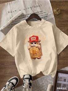 Cute And Stylish Short-Sleeve T-Shirt, Fashionable Short-Sleeve T-Shirt For Spring And Summer 2026, Made In Mexico, 180 Grams. Cartoon Print, Couple Design, Suitable For Indoor Or Outdoor Wear. Crew Neck, Unisex, Ideal For Office And Leisure. One-Piece Pack. - APR-P631577SLNDXZGY615 - 查看 4