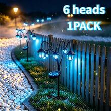 1pc 6-Head Solar Outdoor Garden Lights, Steady And Flashing Dual Mode Landscape Decor Lamp - White Light Inserts Lanterns - View 11