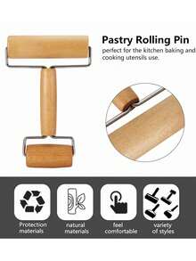 1pc Birchwood Rolling Pin - Double-Sided Rolling Pin, Suitable For Baking, Non-Stick Dough, Can Be Used To Make Bread, Cookies, Pizza, Pastries, An Essential Tool For Bakers, Baking And Cooking Utensil - Brown - View 7