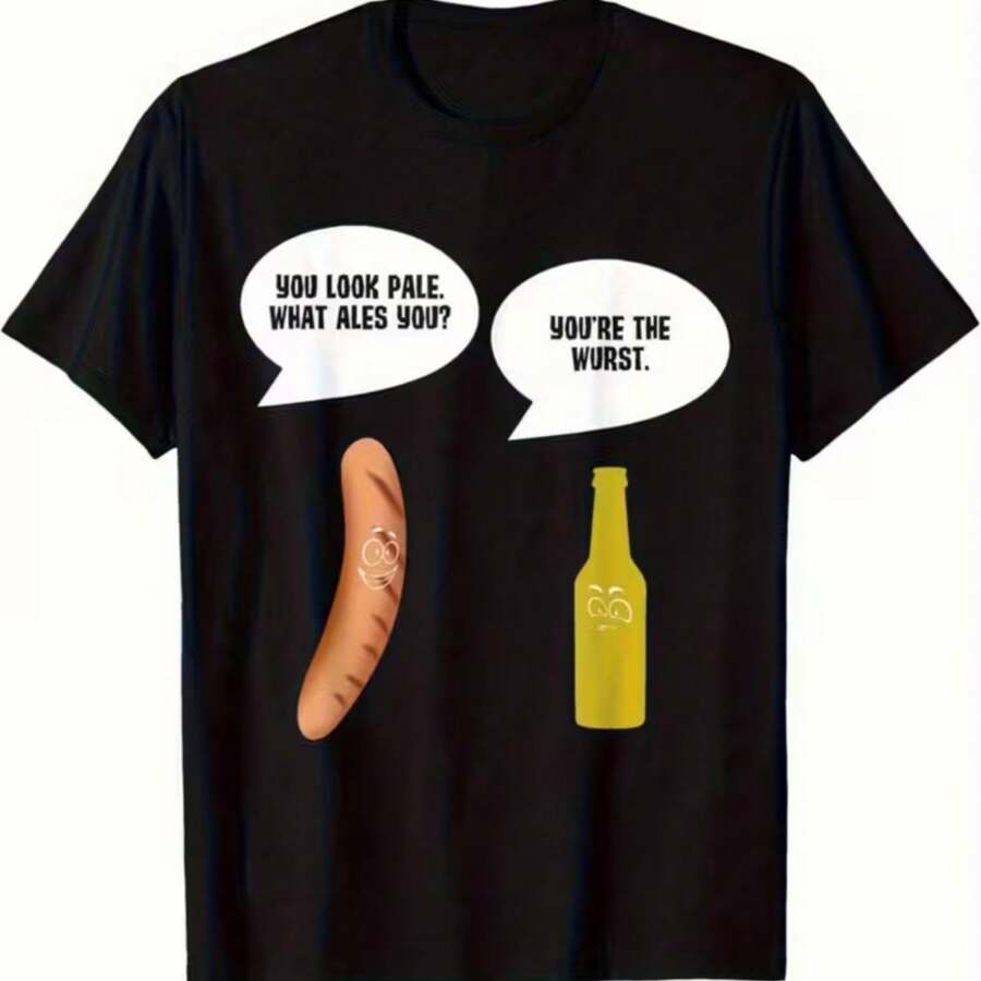 Printed T-Shirt For Men And Women - 黑色 - 查看 1