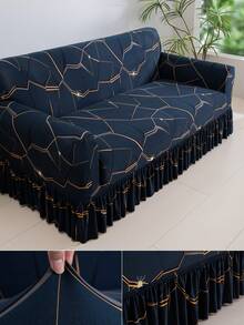 1pc Tropical Southeast Asian Style Ruffle Lace Sofa Cover Geometric Pattern Print Living Room Stretch Spandex Sofa Protector Chaise Lounge L-Shaped Sofa Cushion Full Coverage 1/2/3/4 Seater - Multicolor - View 1