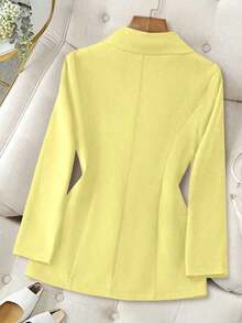 Blazer casual de unicolor para mujer - Amarillo - Ver 2