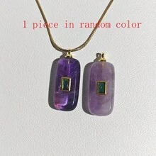 1 mặt dây chuyền đá tự nhiên hình chữ nhật, thạch anh tím, lapis lazuli, dùng để làm trang sức, vòng cổ tự làm. - Quảng trường - Xem 28
