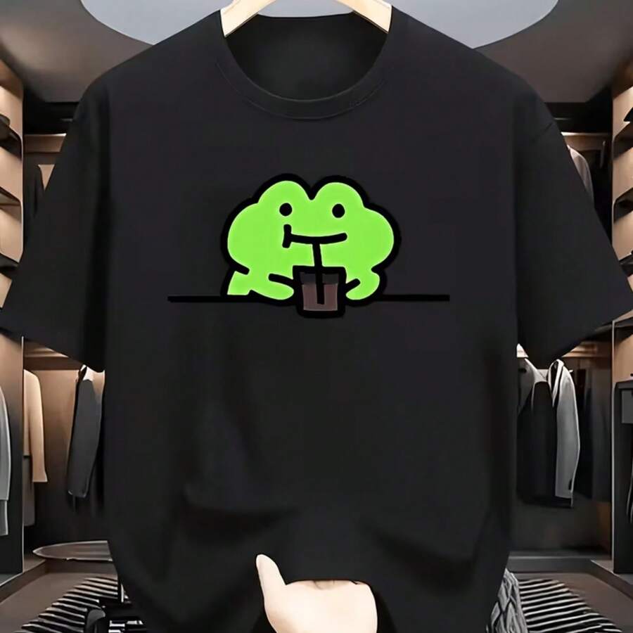 Printed T-Shirt For Men And Women - Black - View 1