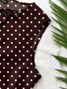 Blusa de tirantes casual con volantes y bordado en el bajo para vacaciones de mujer - Marrón - Ver 5