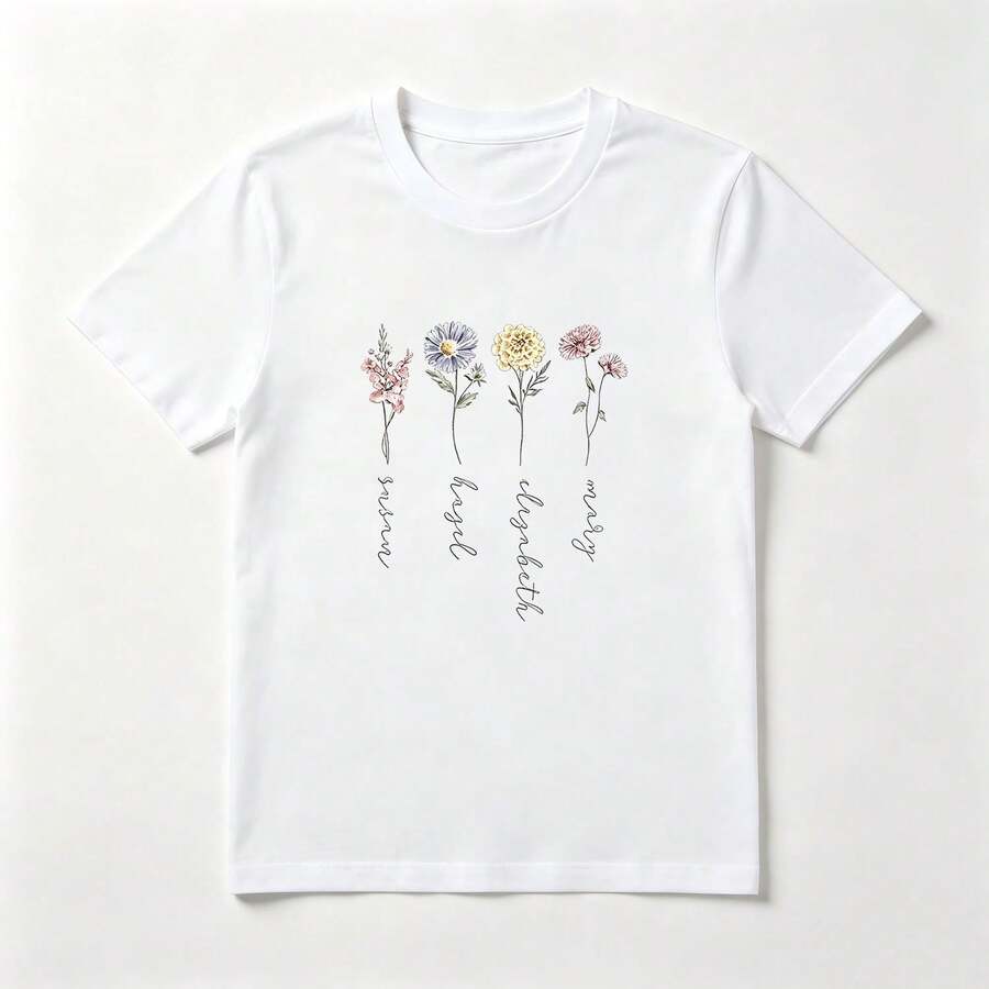 Flores Silvestres Playera de Algodón Blanca Tierna y Fresca - Blanco - Ver 1