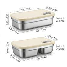 304 Stainless Steel Food Container, Stackable Refrigerator Sealed Fresh-Keeping Box, Fruit And Vegetable Meat Storage Box With Lid, Large Capacity Food Preservation Box, Suitable For Kitchen Food Storage And Organization - Multicolor - View 18