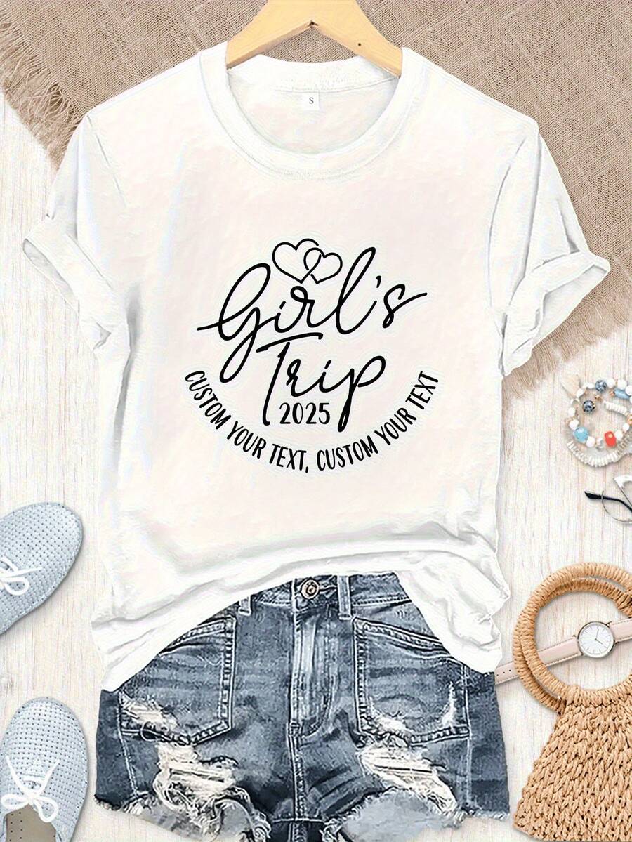 New 2026 Collection: Personalized Cotton Travel T-Shirt, 2026 Travel T-Shirt, Personalized Holiday T-Shirt, Cruise T-Shirt, Weekend Gift, Coordinated Travel Outfits - 白色 - 查看 1