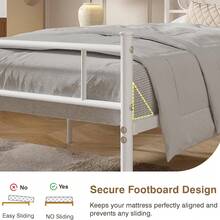 VECELO Twin/Full/Queen Metal Bed Frame With Headboard - 1800lbs Noise-Free Steel Platform, 13" Underbed Storage & Industrial Chic Design, No Box Spring (Black) - White - View 3