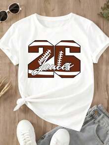 Camiseta Casual de Mujer para la Temporada de Fútbol, Cuello Redondo, con Estampado del Número 25 y Texto de Jones, Ropa Casual para el Día del Partido, 100% Algodón, Resistente - Blanco - Ver 2