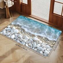 1 pieza/2PCS/3PCS Juego de Alfombras para Piso de Cocina, Estampado de Olas del Océano & Guijarros, Antideslizante & Absorbente de Agua, Suave & Cómodo, Fácil de Limpiar, Perfecto para la Decoración del Piso de la Cocina - Multicolor - Ver 17