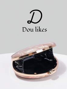 Dou Likes 时尚简约大理石纹理晚宴手拿包，独特的颜色和图案，圆润精致的造型，配有可拆卸的同色金属链条肩带，可用作手拿包、斜挎包或单肩包，适合不同场合。 - 淺粉色 - 查看 8