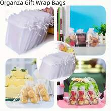 100 túi quà tặng bằng vải organza trong suốt có dây rút, thích hợp đựng quà cưới, quà tặng tiệc tùng, trang sức, kẹo và đồ trang trí, túi quà cưới | túi quà | khóa dây rút, túi quà nhỏ - Trắng - Xem 3