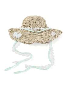 1pc Women's Beach Hat, Summer Sun Hat, Round Top Straw Hat, Unisex Suitable For All Seasons, Denim Cowboy Hat, Wide Brim Beach Hat, Women's Beach Accessory, Suitable For Fishing, Hiking, Beach, Cruise - Straw Hat - View 8