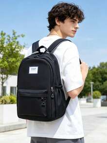 Ba lô phong cách sinh viên tối giản unisex, túi nylon bền chắc dung tích lớn, balo đựng laptop và sách vở cho sinh viên, balo du lịch ngoài trời đa năng tiện dụng. - Nhiều màu - Xem 7