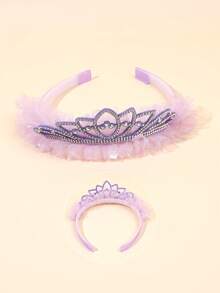 2 Stücke Geburtstagskrone Haarband für Mädchen, Tüll Haarreif Zauberstab Geburtstag Fotorequisite Accessoires, Prinzessin Haar Dekoration süßer Haarreif, geeignet für Dekoration von Geburtstagsfeiern und Hochzeiten, Teenager Haarschmuck - Verschiedenfarbig - Übersicht 4