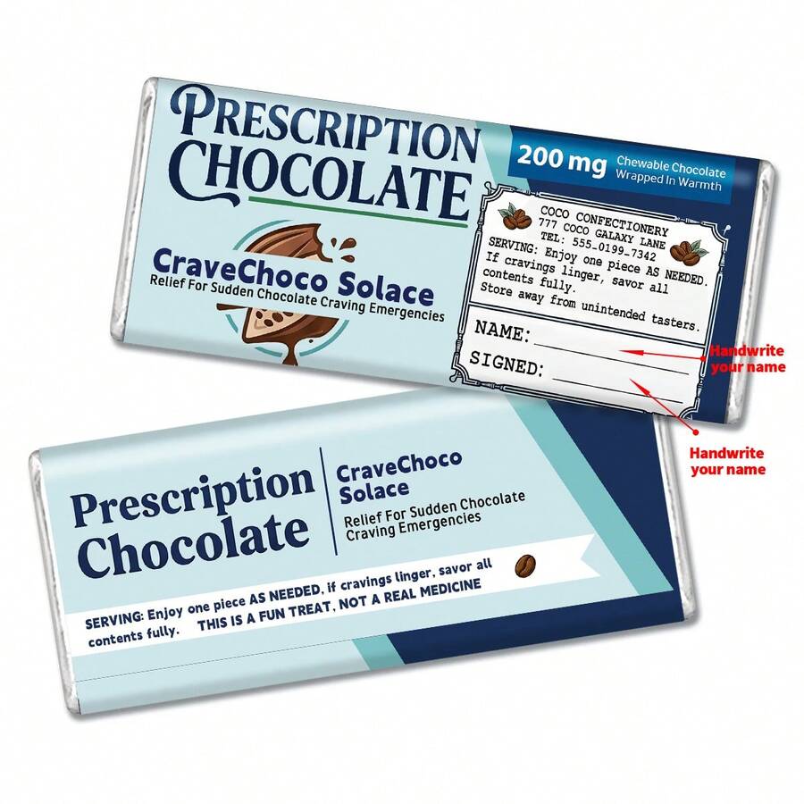 10 pièces Étiquettes autocollantes de chocolat d'ordonnance de fantaisie, étiquettes de barres de chocolat mini à thème médical drôle, autocollants de chocolat blagueur, parfait pour la décoration de fête d'anniversaire et de vacances - Multicolore - Voir 1