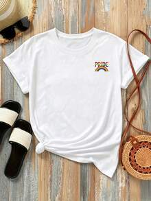 New 180g Short-Sleeved T-Shirt, 1% Cotton, With Front And Back Prints - Pride, Pride Month - Fashionable Printed T-Shirt For Women, Short-Sleeved, Suitable For All Seasons,  Clothing - Can Be Worn As A Base Layer In Spring And Autumn Or Alone In Summer, Unisex. - 白色 - 查看 3