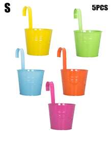 [Flower Pot: Rainbow Color]Garden Decoration, Outdoor And Garden Supplies, Colorful Metal Hanging Flower Pot With Built-In Hook, Suitable For Gardening Enthusiasts Decorative Flower Pot, Vintage Balcony Plant Bucket Suitable For Balcony, Fence, Yard, Home Gardening Decoration, Garden Decoration, Best Gift For Family And Friends - New Model - View 27