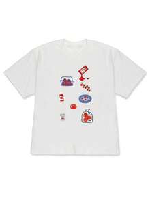 Women's Spring/Summer 2026 Loose Fit Short Sleeve T-Shirt With Drop Shoulders, Multi-Element Tomato Themed Illustration Print, Cool And Fun Style, Loose And Breathable, Ideal For Casual Daily Wear, High Quality For Summer. - 白色 - 查看 7