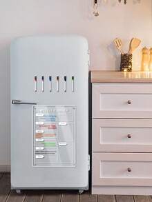 Transparent Acrylic Refrigerator Magnetic Weekly Planner Board, Erasable Schedule / Menu / Memo 3-In-1 Planning Chart With Multicolor Pens, Back To School - Multicolor - View 3