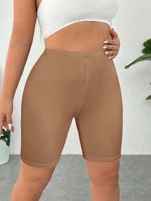 Pantalones Cortos de Compresión de Talla Grande  Negros de Secado Rápido y Refrigeración - Caqui - Ver 5