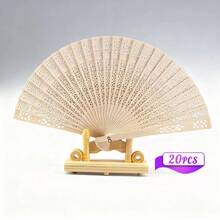 1/10/50件客製化姓名LOGO白色婚禮紙扇，白色邀請卡，婚禮派對裝飾用個性化紙扇 - 杏色 - 查看 8