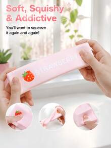 1pc Slow Rising Cream Bar, Anti-Pressure Cream Bar, Slow Rising Strawberry Bar, Stress Relief Toy, Slowly Rising Soft Squeezable Elastic Cheese Bar, Prank Toy, Stress Relief Toy, Squeeze And Stretch, Slow Rebound Sensory Stress Relief Toy, Perfect Gift For Holidays, Birthdays, Parties, Gift For Men And Women (Chocolate, Blue, Green, Yellow, Pink) - Mixed - View 11