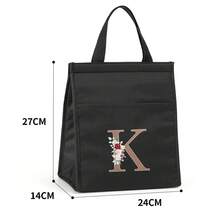 Bolsa térmica, bolsas de almuerzo portátiles, bolsa térmica aislada, bolsas Bento para comida, impresión de letras doradas, bolsas de hielo para almacenamiento de Picnic de viaje - K - Ver 13