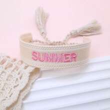 1件 SUMMER 字母手鍊 波希米亞海灘度假風友誼手繩 假日派對海邊旅行禮物 - 香檳色 - 查看 2