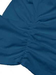 Camiseta básica minimalista y casual, camiseta blanca de mujer de manga corta, cuello redondo, ajuste ceñido, de canalé y elástica para el verano - Agua verde azul - Ver 7