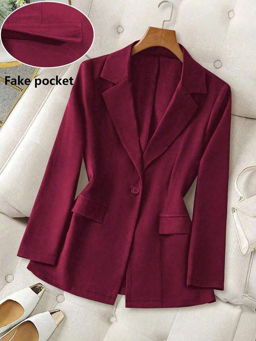 Blazer casual de unicolor para mujer - Burdeos - Ver 1