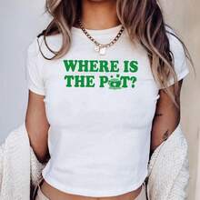Where's The Pot Baby Tee? Funny St. Patrick's Day Tee, Irish Tee, St. Patrick's Day Drinking Tee, Perfect Gift For Her.  Tees, Tops, Fashionable Tees, Comfy Tee. - 白色 - 查看 5