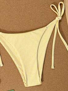 Conjunto de bikini sexy de cuello halter y lazo para mujer en bloque de color para vacaciones, playa de verano - Multicolor 9 - Ver 3