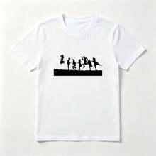 Siluetas Corriendo Playera de Algodón Blanca Dinámica y Juvenil - Blanco - Ver 1