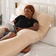 Skin-Friendly Soft U-Shaped Pillow, Home Side Sleeper Spine Support Deep Sleep Pillow - Light Camel - View 2