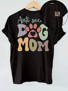 Women's Short-Sleeved T-Shirt, The Summer Best Seller, With A Modern Print - Basic And Versatile. - 黑色 - 查看 2